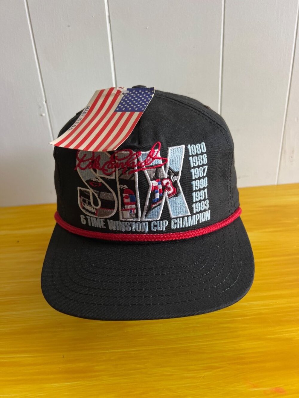 Vintage Dale Earnhardt Snapback Hat 6-Time Winston Cup Champion Sports Image W3